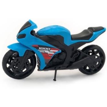 Imagem de Moto Esportiva de Brinquedo 1000, Miniatura em Azul e Preto, Modelo de Corrida