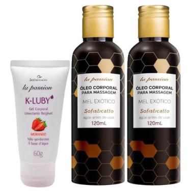 Imagem de Kit 1 K-LUBY Gel Corporal Massagem Beijável Morango + 2 Óleo Beijável 