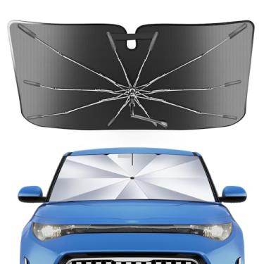 Imagem de Guarda-sol portátil para para-brisas personalizado adequado para Kia Soul 2014-2019, 2 em 1 cristal de gelo durável guarda-chuva compacto sombra UPF50+ UV proteção contra isolamento térmico janela