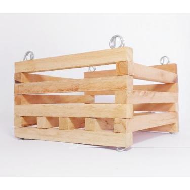 Imagem de Cachepô de madeira com 4 ganchos - tam. médio - ARTESANAL