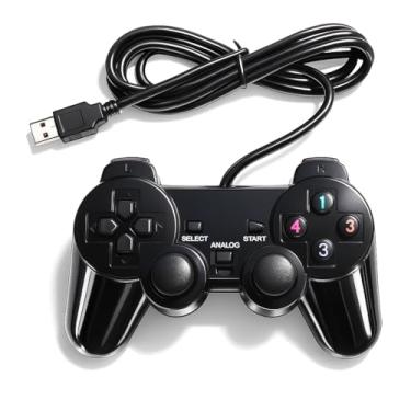 Imagem de Controle Usb Joystick Analógico Compatível para PC com motor de vibração e Longo Cabo 1,40 Metros