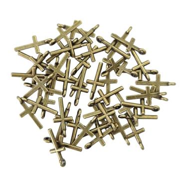 Imagem de pson 50 pingentes de cruz vintage de 17 x 8 mm, mini crucifixo, contas religiosas para fazer joias, colares, pulseiras, brincos (bronze antigo)