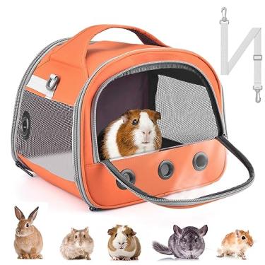 Imagem de Bissap Bolsa De Transporte De Cobaia, Bolsa Portátil De Transporte De Animais Pequenos Para Hamster Chinchila Coelho Gerbil Ouriço Planador De Açúcar Maleta De Transporte De Viagem De Saída - Laranja