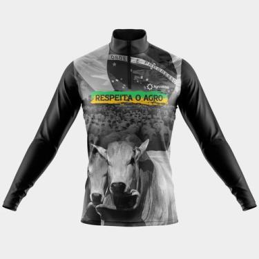 Imagem de Camisa Manga Longa Respeita o Agro Proteção Uv Respirável Zíper Agro B