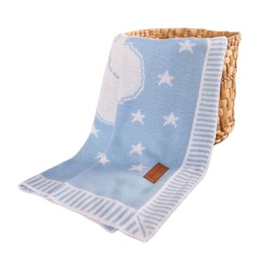 Imagem de Manta Bebe Menina Menino Cobertor Bebê Antialergico Tricô (Manta Tricot Azul Bebe)