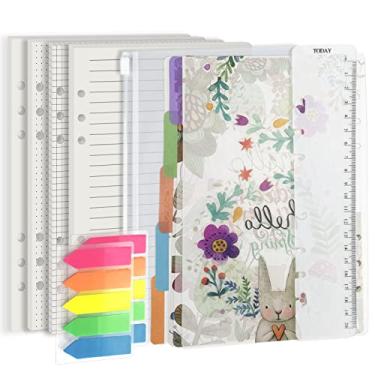 Imagem de Kit de refil de papel A5, 160 páginas de inserções para fichário Filofax com 6 furos, linha de caderno, diário, 100 g/m², com acessórios (Harphia 816A5F 21,5 x 14,5 cm - A5)