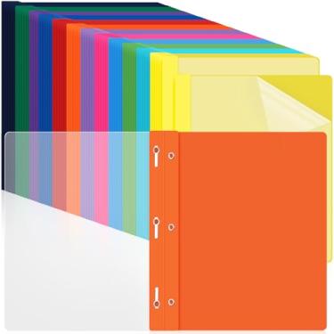 Imagem de Feifeiya Pacote com 72 capas de plástico para relatórios com 3 pontas, pastas de apresentação a granel, capacidade para 100 folhas, capas frontais transparentes para apresentação de documentos