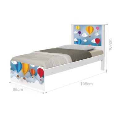 Imagem de Cama Solteiro Com Cabeceira Adesivada Balões