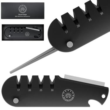 Imagem de Off-Grid Knives - Afiador De Facas Quadedge Com 4 Ângulos: 17°, 20°, 25°, 30°, Haste Diamante, Anzol Pesca, Pedra Amolar Cerâmica, Camping, Caça, Passeios Barco (Preto)