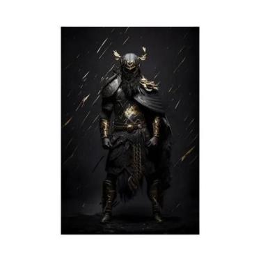 Imagem de Arte da lona do samurai do vintage, preto e ouro, Graffiti abstrato ja