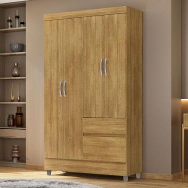 Imagem de Guarda Roupa Solteiro Pequeno Ideal 4 Portas 2 Gavetas Nature - Vila R