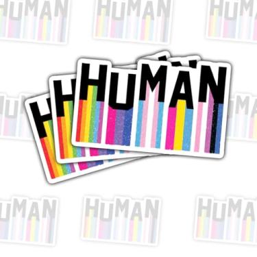 Imagem de 3 peças de adesivos LGBT humanos – Pride Equality Message decalque de vinil à prova d'água para laptop, garrafa de água, caderno, carro, espelho – presente para aliados LGBTQ+, ativistas, apoiadores