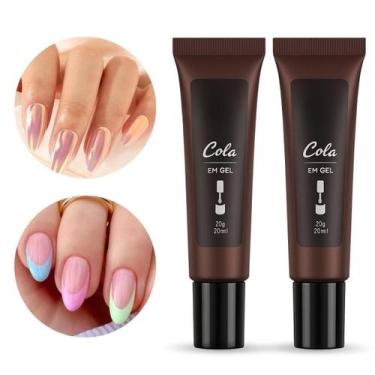 Imagem de Kit 2 Cola Em Gel Para Tips Unhas 20g Cor Transparente Tips Postiça