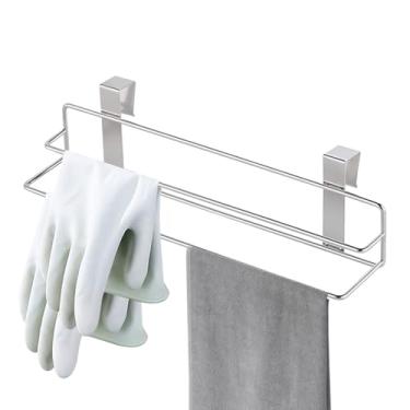 Imagem de Suporte Para Toalhas De Porta De Banheiro, Suporte Em Aço Inoxidável Com Armazenamento Para Porta, Barra De Armazenamento Dupla Camada 30.5 Cm Para Toalhas De Cozinha Banheiro Quarto Casa Apartamento