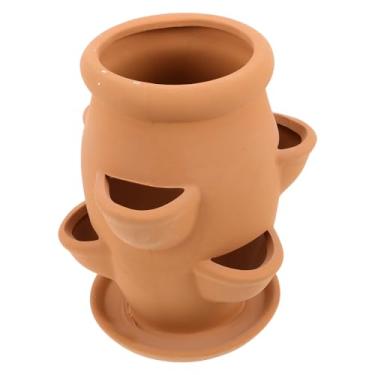 Imagem de Toyvian Vaso de torre de morango: vaso de terracota - vasos de argila para plantas - vaso de morango com 6 bolsos para suculentas orquídeas