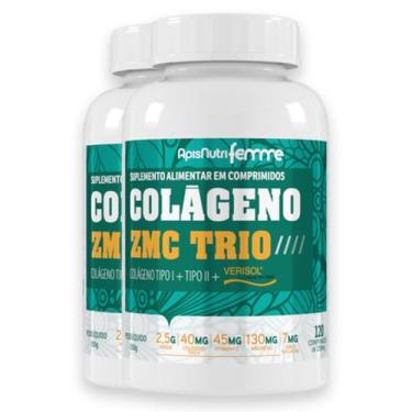 Imagem de Kit 2 Colágeno Zmc Trio Apisnutri 120 Comprimidos