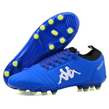 Imagem de Chuteira Kappa Botinha Milan II Campo Masculino - Azul Royal+Branco, 4
