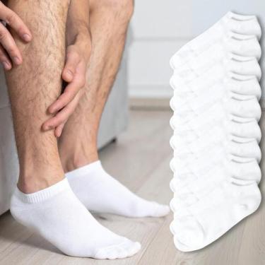 Imagem de Kit 9 Meia Soquete Masculina Curta Cano Baixo Branca e Preta - Rupee, 