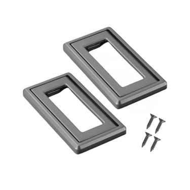 Imagem de YLXSS Puxador de liga de zinco de 4 cores, puxadores retangulares em concha, puxador quadrado para porta de armário com parafusos (cinza, médio, distância do furo: 64 mm)