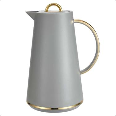 Imagem de Garrafa Térmica de Café Chá 1L Samira Dourada Click Abre e Fecha (Cinza)