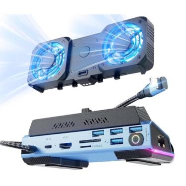 Imagem de VBESTLIFE 9 Em 1 Estação de Ancoragem, RGB USB C HDMI 4K 60Hz Gigabit Ethernet Dual Reloling Fan, Com Velocidades Ajustáveis para o Convés do Vapor, para Rog Ally, para Legion Go