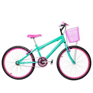 Imagem de Bicicleta Feminina Aro 24 Alumínio Colorido Cor Verde água E Pink