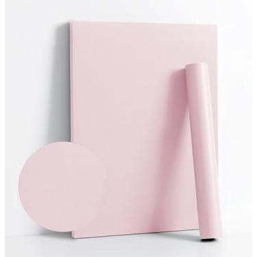 Imagem de Dimoon Papel de parede rosa claro de 279 x 45 cm rosa claro para contato à prova d'água espesso rosa sólido rosa nórdico moderno papel de parede autoadesivo prateleira gaveta forro rolo de vinil