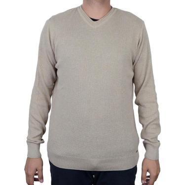 Imagem de Blusa Masculina Lado Avesso Tricot Regular Fit Bege - LH13-Masculino