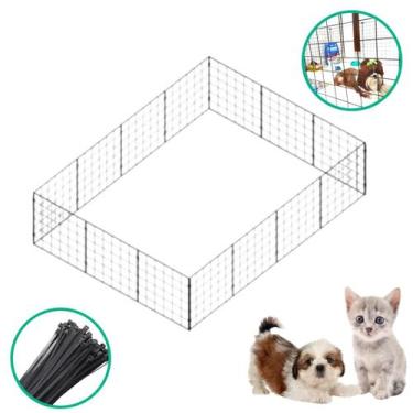 Imagem de Gaiola Móvel 14 Telas Tela Aramada 60x60cm Pet Coelho Cachorro Gato Po