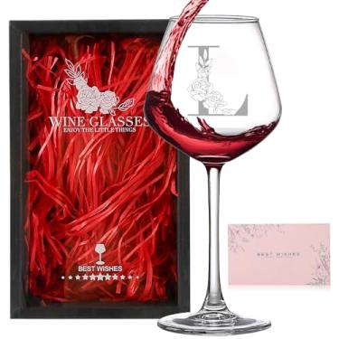 Imagem de Presentes personalizados para mulheres, monograma A-Z taça de vinho presente personalizado, presentes exclusivos de aniversário de Natal para mulheres, sua mãe, esposa, amiga, irmã, filha, enfermeira