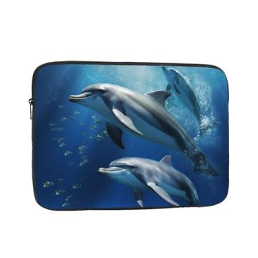Imagem de Capa para laptop com golfinhos fofos, bolsa de transporte para computador, capa protetora para notebook de 15 polegadas