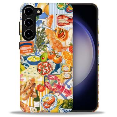 Imagem de DAIZAG Capa para Samsung Galaxy S23 Plus, capa de proteção de nível militar, colagem, comida, peixe, amarelo brilhante (amassado)