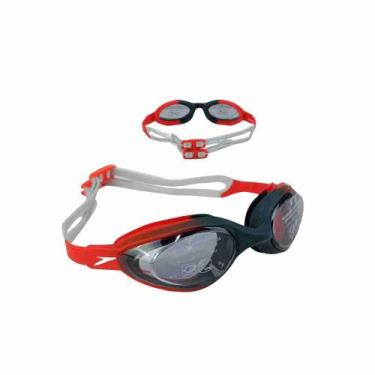 Imagem de Óculos Natação Speedo Hydrovision UV Antiembaçamento Adulto, Vermelho