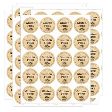 Imagem de 200 adesivos de papel kraft sem glúten, etiquetas de conscientização sobre alergias, decalques de recipientes de varejo de 2,5 cm, adesivos de aviso sem glúten, sacos de pão de padaria, selos de