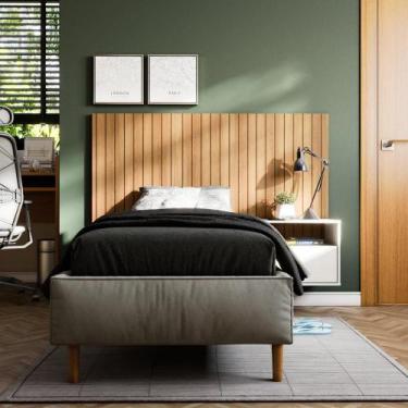 Imagem de Cabeceira Para Cama Box Com Efeito Ripado 3d Cross Solteiro 90x60cm Fr