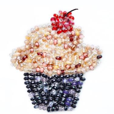 Imagem de Exway Contas espaçadoras europeias de grandes orifícios, 150 peças de varinhas de fadas com furo grande, contas de jardim para decoração de estacas, contas de murano, contas de cristal para bricolage