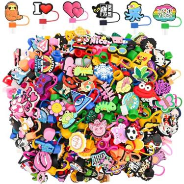 Imagem de 200 peças de tampas de palha diferentes aleatórias para acessórios de copos Stanley Toppers de palha para copo a granel fofo engraçado reutilizável ajuste 0,4 pol/10 mm e 30 & 1,134 g Stanley Tumbler