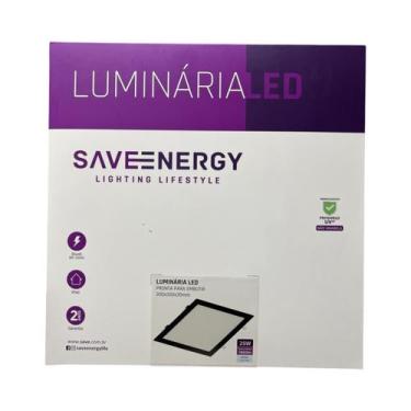 Imagem de Painel Plafon Led Embutir 30X30cm 25W 6500K Preto Bivolt - Save Energy