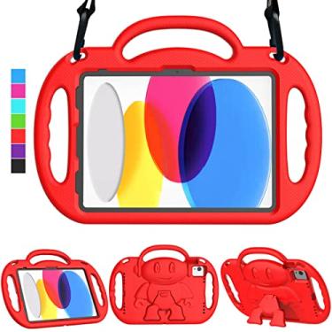 Imagem de TOEVEK Capa infantil para iPad 10ª geração e Air 5ª/4ª geração, capa protetora durável à prova de choque com suporte para iPad 10, Air 4/5 e Pro 11, vermelha