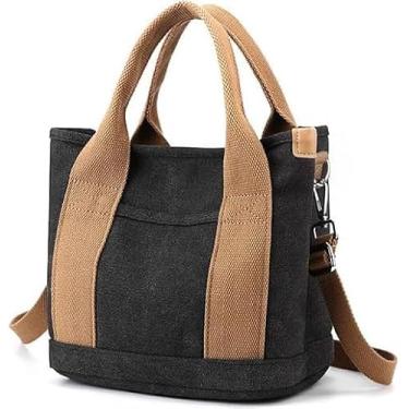 Imagem de Tuobo Bolsa pequena com zíper, bolsa transversal de lona 2024 com vários bolsos, bolsa de ombro, bolsa Hobo, bolsa mensageiro, Jeans preto, Large