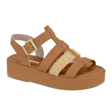 Imagem de Sandalia Feminina Flatform Palha Moleca 5553102, Camel natural, 37