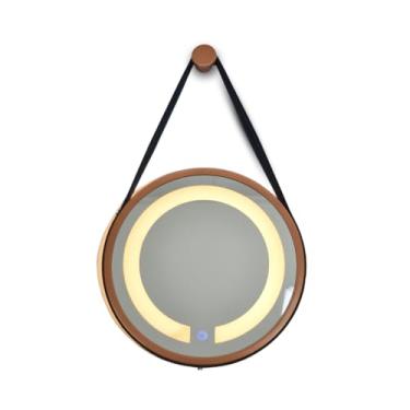 Imagem de ESPELHO ADNET ILUMINADO REDONDO 40CM COBRE C/ALÇA PRETA TOUCH LED 3000K