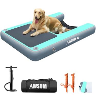 Imagem de AWSUM Rampa Para Cães, Flutuante Inflável Extra Grande Piscinas Aquáticas, Rampas Flutuantes Cães De Até 109 Kg Em Degraus Escada, Piscinas, Lagos, Barcos E Docas