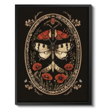 Imagem de WHASAYART Arte de parede emoldurada preta arenito duplo textura 3D SR1225 Moths