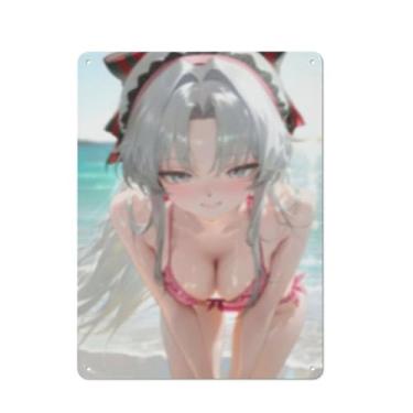 Imagem de Anime Sexy Bikini Hot Girl Pinup Girl Metal Tin Sign Wall Art Poster Decor for Home Bar Club Bedroom Bathroom Man Cave Otaku 30,5 x 40,6 cm, AH319