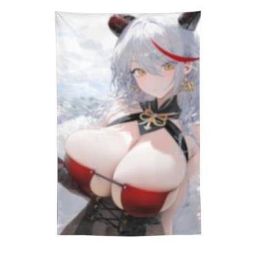 Imagem de LIEGBMEU Tapeçaria sexy de anime menina 152 x 228 cm arte de colcha de parede decoração de tapeçaria caprichosa AF109