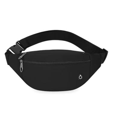 Imagem de Pochete unissex com 3 bolsos com zíper, bolsa esportiva para treino, viagem, corrida, preta, pochete