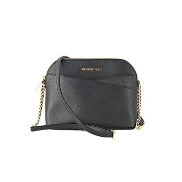 Imagem de Michael Kors Bolsa de couro transversal média Jet Set, Preto, dourado