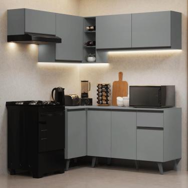 Imagem de Armário de Cozinha Completa de Canto 325cm Cinza Nice Madesa 06