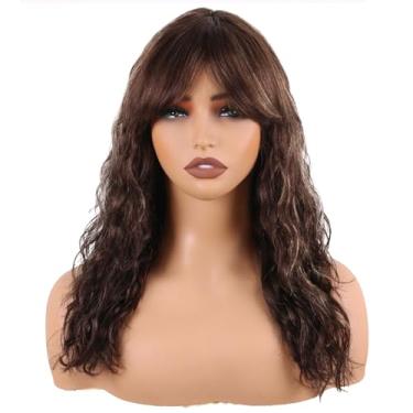 Imagem de ManeMajesty Perucas onduladas com franja peruca de cabelo humano para mulheres Ombre None Lace Wear and Go Peruca sem cola Destaque Balayage Perucas de cabelo humano brasileiro feitas à máquina (18